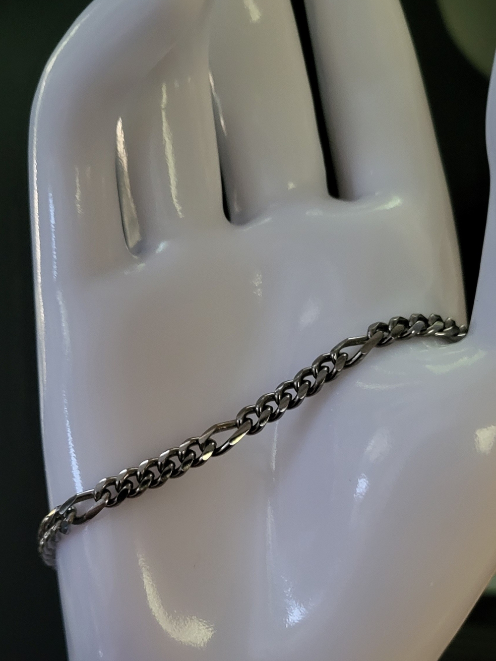 Sterling Silver Black Rhodium Miami Curb Chain Bracelet 7.5 Inches